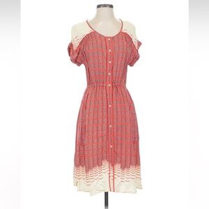 Anthropologie Maeve Red Abstract Pattern Dress Size XS